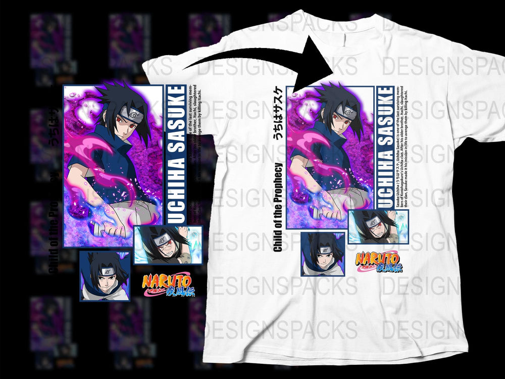 Uchiha Sasuke Anime T-Shirt, Naruto Fan Merch, Vibrant Graphic Tee, Unisex Manga Shirt, Gift for Anime Lovers
