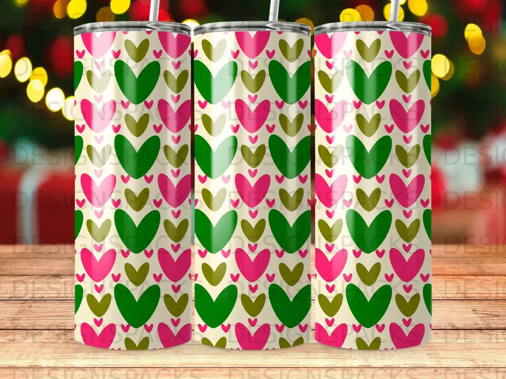 Pink Green Olive Heart Pattern Tumbler product type