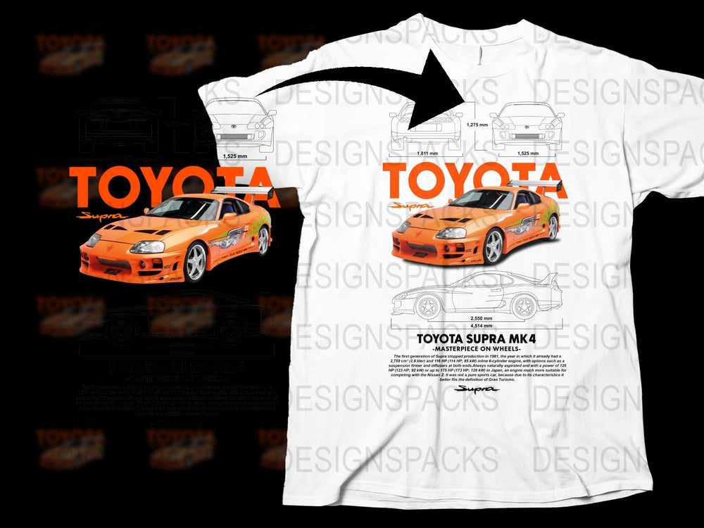 Toyota Supra MK4 Graphic T-Shirt, JDM Car Enthusiast, Automotive Tee, Unisex White Cotton Shirt