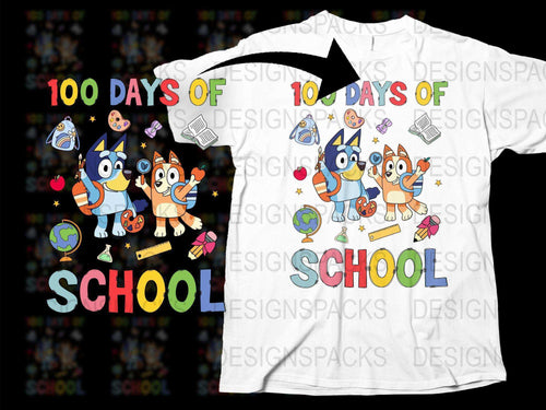 Colorful 100 Days of School T-Shirt, Cartoon Animals, Kids Celebration Tee, Educational Graphic Shirt, Bright Colors, School Event Top