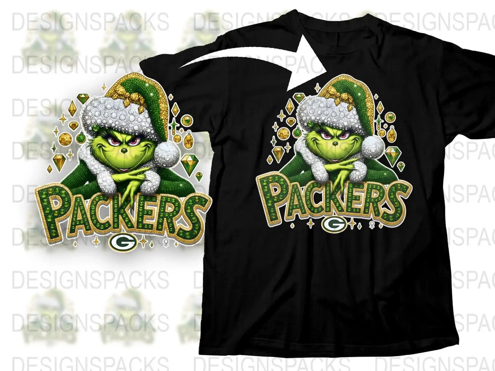 Grinch Packers T-Shirt, Christmas Sports Fan Tee, Green Bay Holiday Themed Shirt