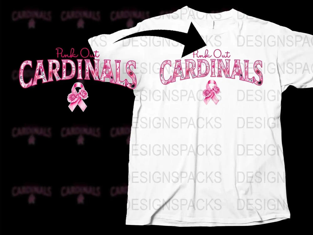 Pink Out Cardinals Breast Cancer Awareness T-Shirt, Graphic Tee, Support Ribbon, Unisex Fit
