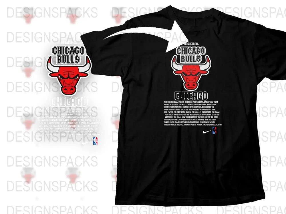 Chicago Bulls T-Shirt, NBA Team Graphic Tee, Black Cotton Shirt, Sports Fan Apparel, Basketball Clothing, Unisex Fashion Outfit