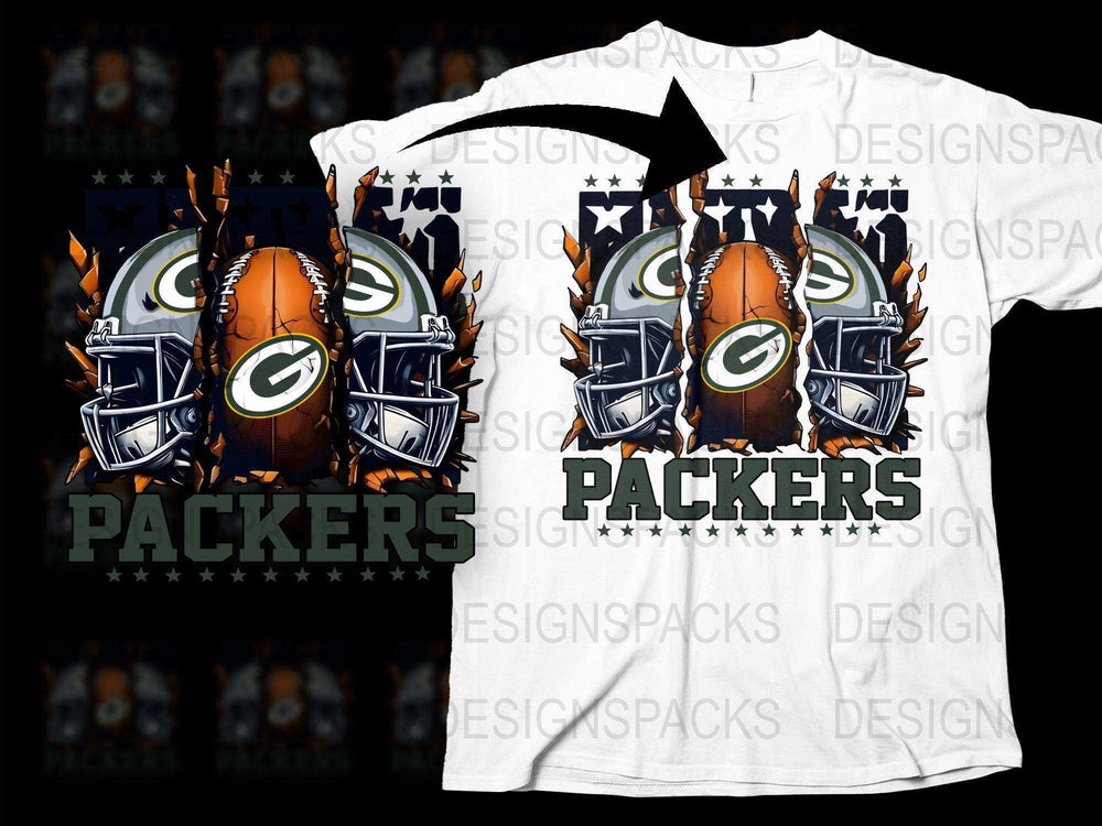Green Bay Packers T-Shirt Football Helmet Graphic Print Fan Apparel