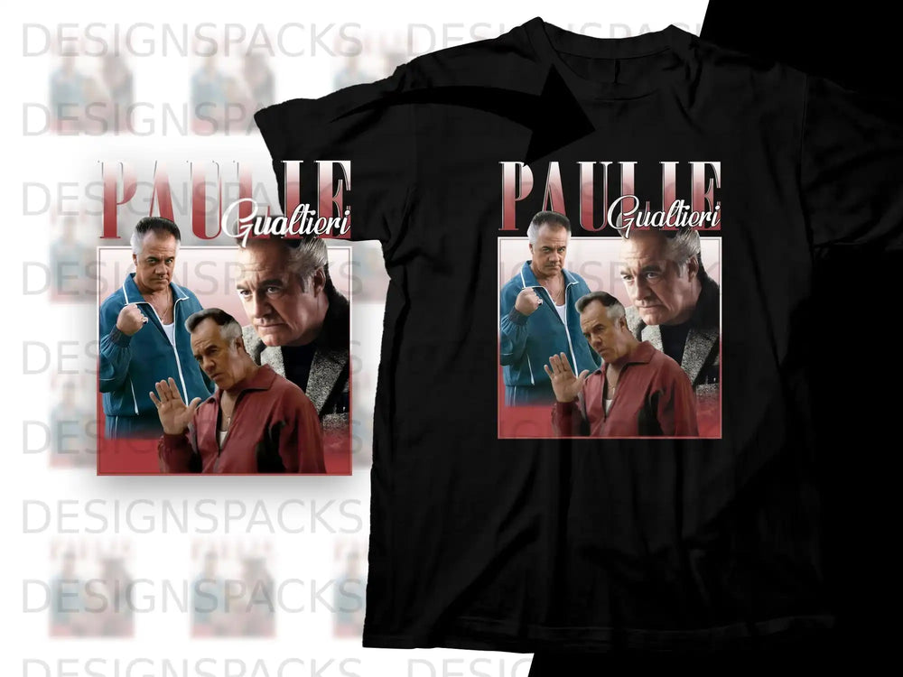 T-shirt featuring characters Tony Gualtieri and Paulie Walnuts from The Sopranos.