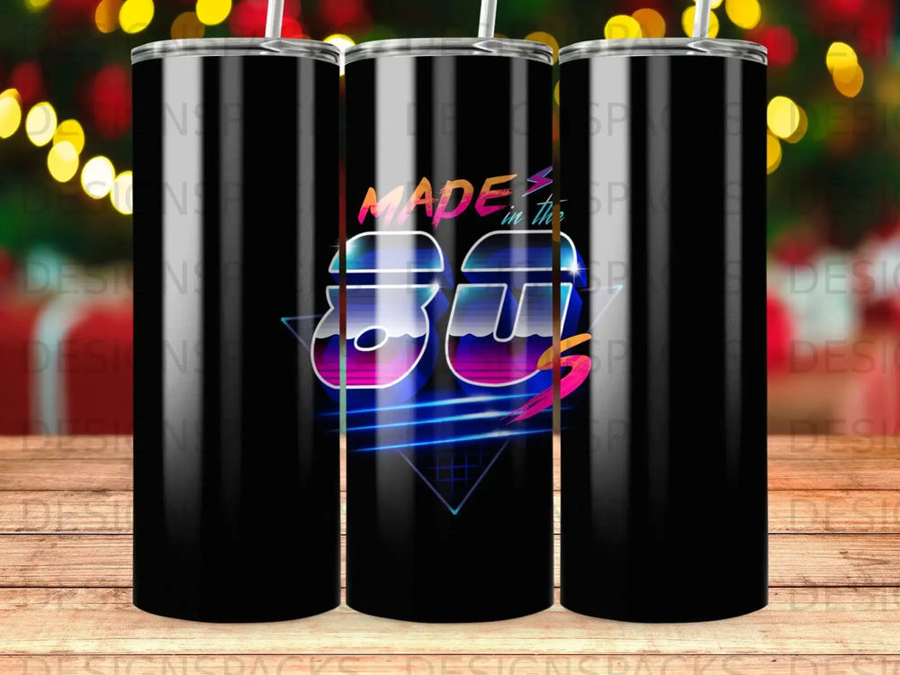 Black Retro Neon Made in the 80s Tumbler product type