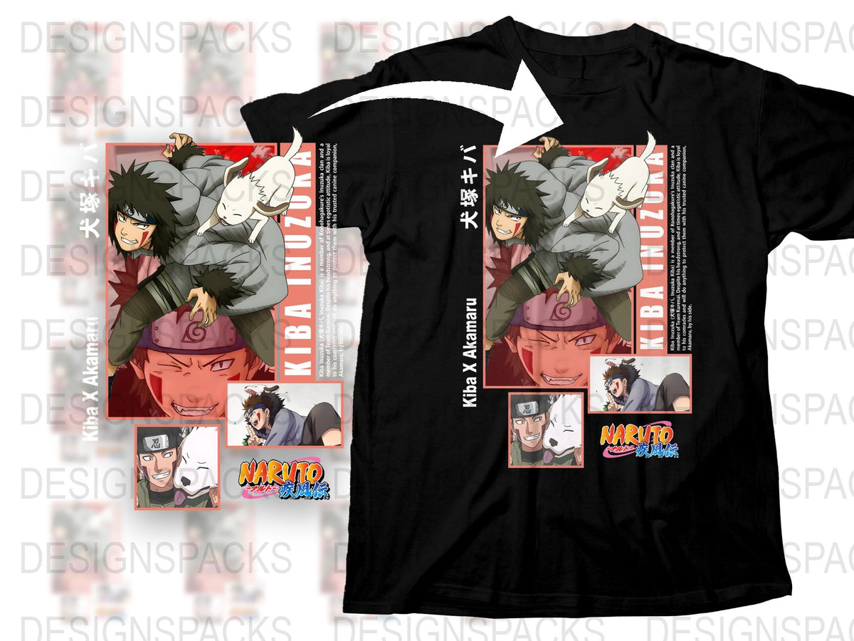 Anime Naruto T-Shirt, Kiba Inuzuka Graphic Tee, Unisex Manga Shirt, Casual Streetwear, Gift for Anime Fans
