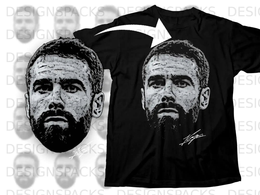 Grayscale Bearded Face Graphic T-Shirt Design Pack