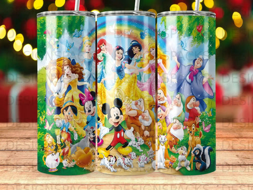Disney characters including Mickey Mouse, Minnie Mouse, Snow White, and Cinderella.