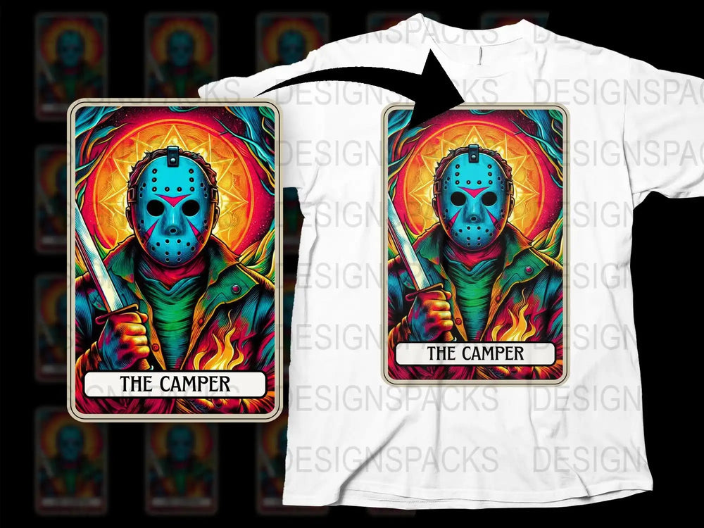 Horror Movie Inspired T-Shirt Jason Style Graphic Tee, Vibrant Colorful Art, Unisex Clothing