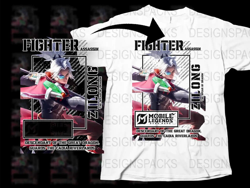 Mobile Legends Fighter T-Shirt, Anime Style Gaming Graphic Tee, Unisex Casual Fashion Top