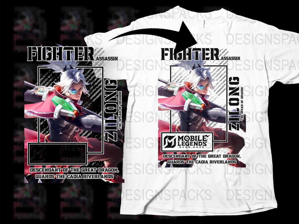 Mobile Legends Fighter T-Shirt, Anime Style Gaming Graphic Tee, Unisex Casual Fashion Top