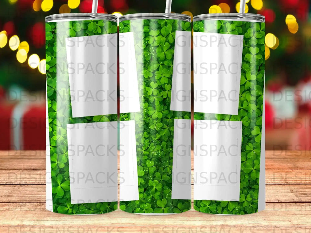 Green abstract pattern with white rectangular panels, repeated.
