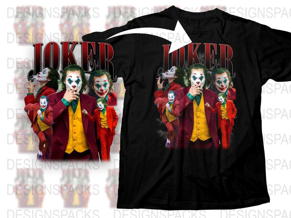 Joker Inspired Clown Graphic T-Shirt, Cool Movie Character Print Tee, Unique Villain Design Shirt, Unisex Fashion Top