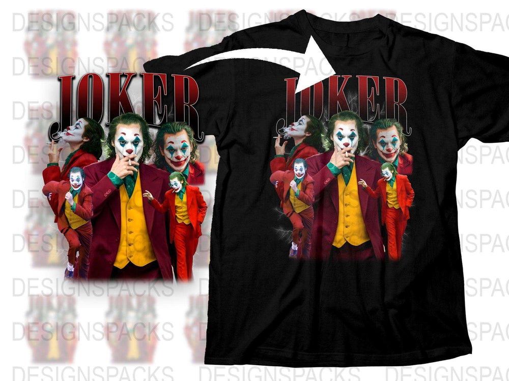 Joker Inspired Clown Graphic T-Shirt, Cool Movie Character Print Tee, Unique Villain Design Shirt, Unisex Fashion Top
