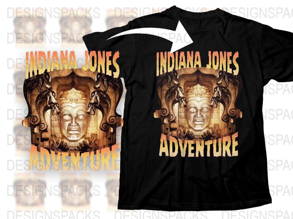 Indiana Jones Adventure T-Shirt, Vintage Movie Graphic Tee, Retro Men's Black Shirt, Unique Gift for Film Fans