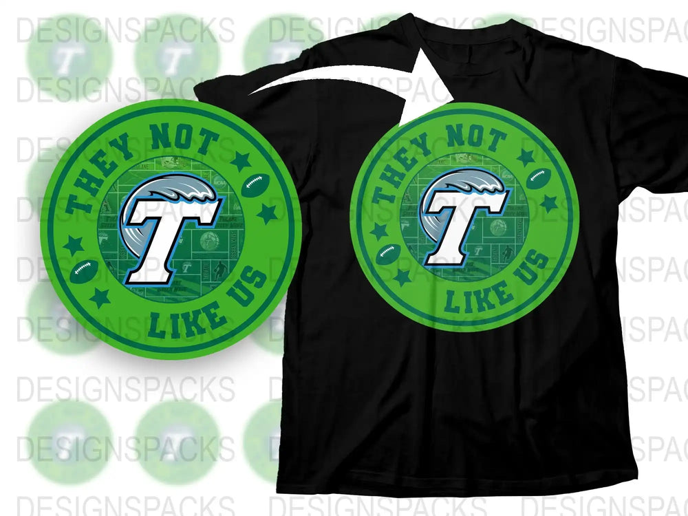 Unique 'They Not Us' Slogan T-Shirt, Graphic Sports Fan Tee, Cool Team Support Shirt, Green and Black Design