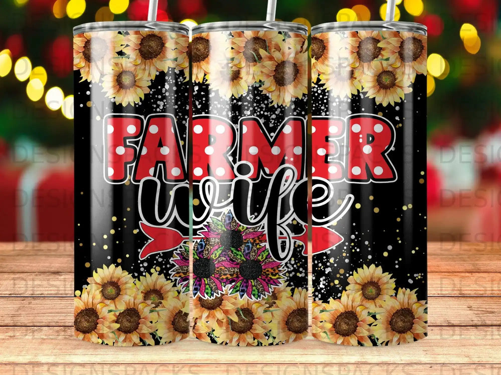 Farmer Wife Sunflower Leopard Print Tumbler Design product type