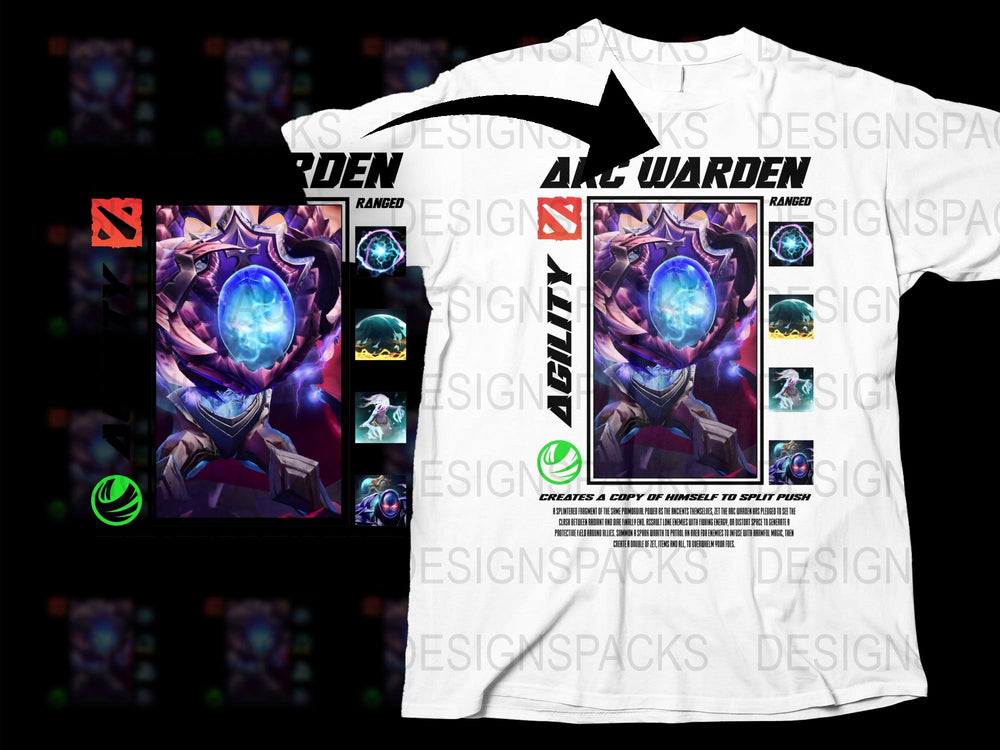 Arcane Warden Graphic T-Shirt, Fantasy Themed Apparel, Gamer Tee, Unique Design, Light Fabric