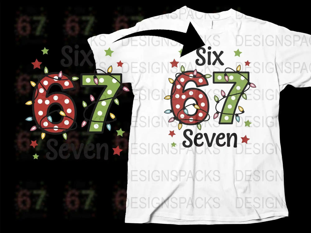 Colorful Number Six and Seven Design T-Shirt, Fun Birthday Party Outfit for Kids, Unisex Children's Clothing