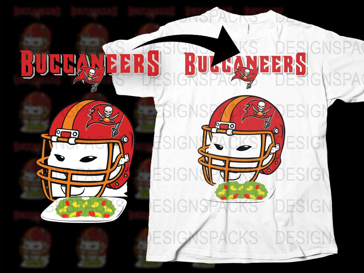 Buccaneers Cartoon Helmet Graphic T-Shirt, Colorful Football Fan Apparel, Unisex Sportswear Tee