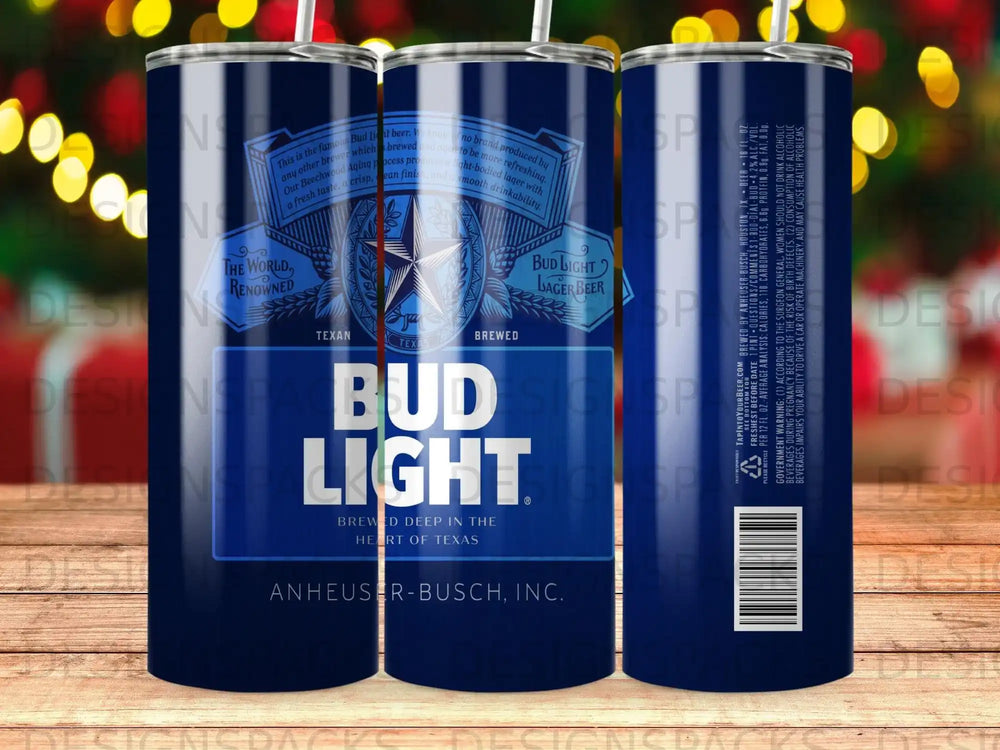 Bud Light Texas lager beer can with Anheuser-Busch and brewing details.