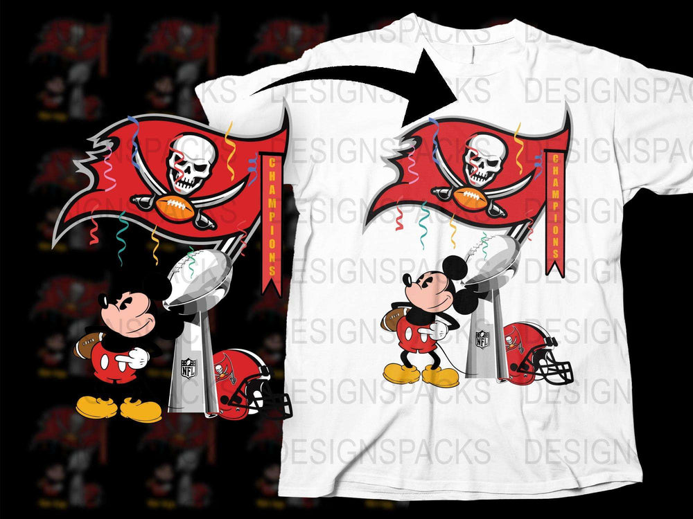 Mickey Mouse Buccaneer NFL T-Shirt, Disney and Tampa Bay Football Graphic Tee, Unisex Adult and Kids Sizes