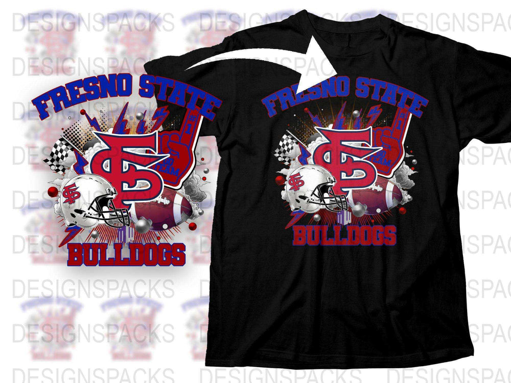 Fresno State Bulldogs Graphic T-Shirt, College Football Team Logo, Red and Black Tee