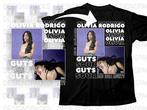 Olivia Rodrigo Sour Album T-Shirt, Black Graphic Tee, Music Fan Merch, Trendy Pop Culture Apparel
