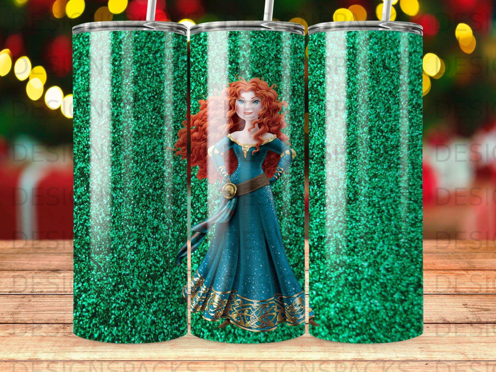 Brave Merida Green Glitter Vertical Stripes Tumbler product type