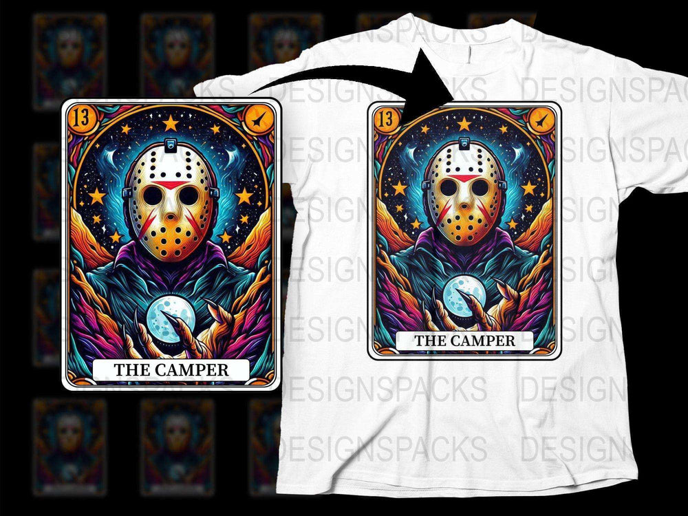 The Camper Tarot Card T-Shirt, Jason Horror Movie Inspired, Galaxy Art Tee, Unisex Graphic Shirt