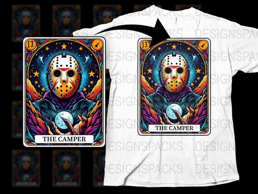 The Camper Tarot Card T-Shirt, Jason Horror Movie Inspired, Galaxy Art Tee, Unisex Graphic Shirt