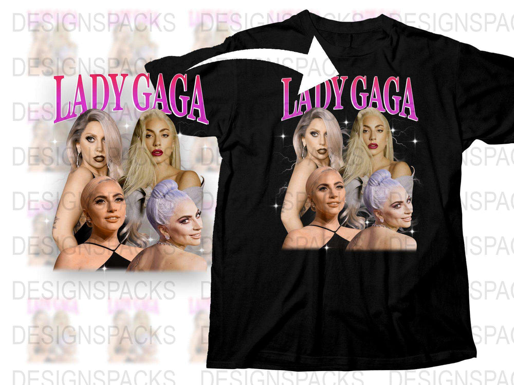 Lady Gaga Fan T-Shirt, Multiple Portrait Graphic Tee, Pop Star Music Apparel, Gift Idea
