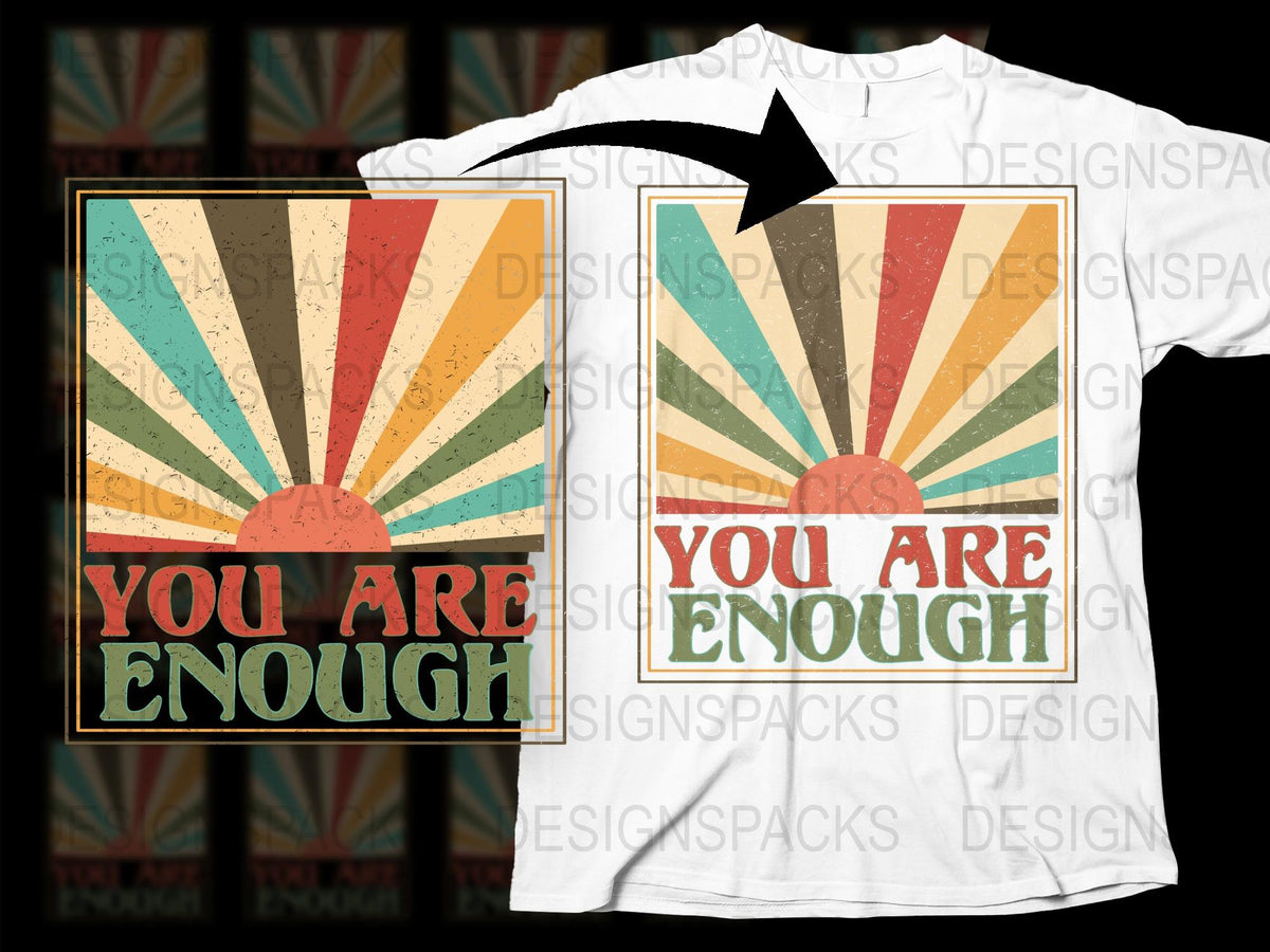 Vintage Inspired You Are Enough T-Shirt, Positive Message Retro Graphic Tee, Unisex Fashion Top