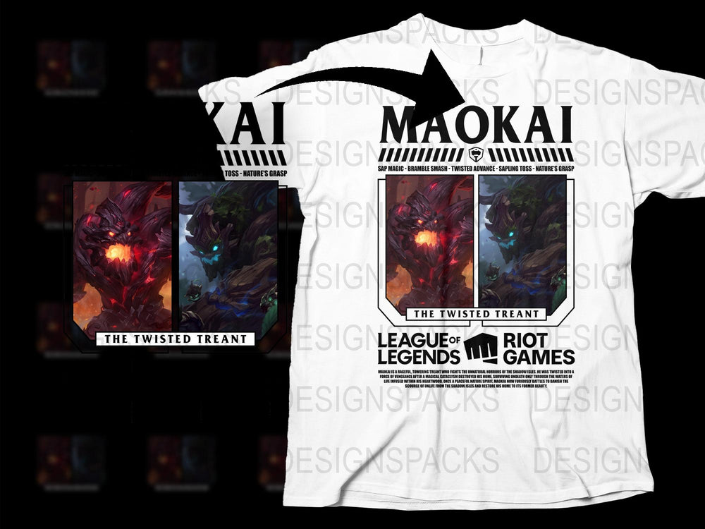League of Legends Maokai T-Shirt, Twisted Treant Graphic Tee, Gamer Gift, Unisex White Shirt