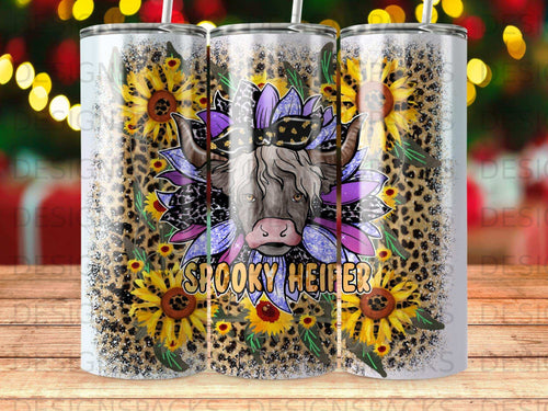 Highland cow with sunflowers and leopard print text 