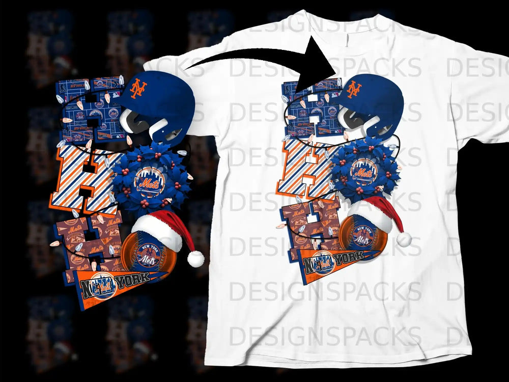 New York Mets Christmas Themed Graphic T-Shirt