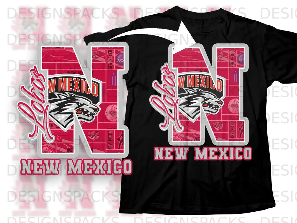 New Mexico Lobos N Graphic Tee Shirt Fan Apparel