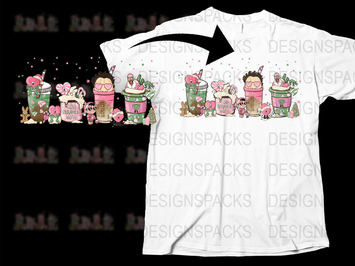 Cute Christmas T-Shirt with Cartoon Reindeer and Elves Holiday Graphic Tee for Kids and Adults