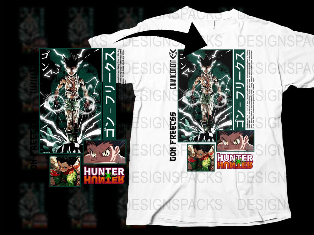 Hunter Anime Themed T-Shirt, Graphic Tee, Full Print, Unisex Manga Shirt, Hunter x Inspired Design, Casual Wear
