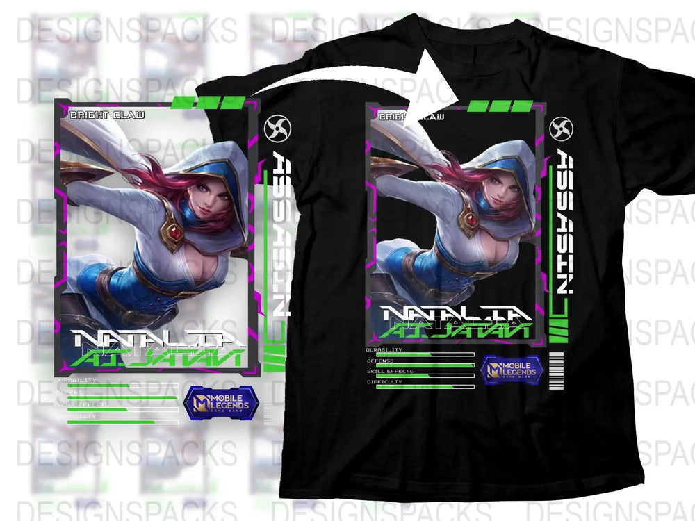 Mobile Legends Nautilus Nana T-Shirt, Vibrant Gaming Graphic Tee, Unisex Casual Wear