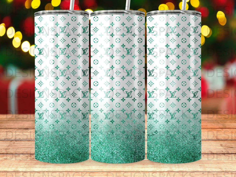 Green Glitter Ombre Monogram Tumbler Cup product type