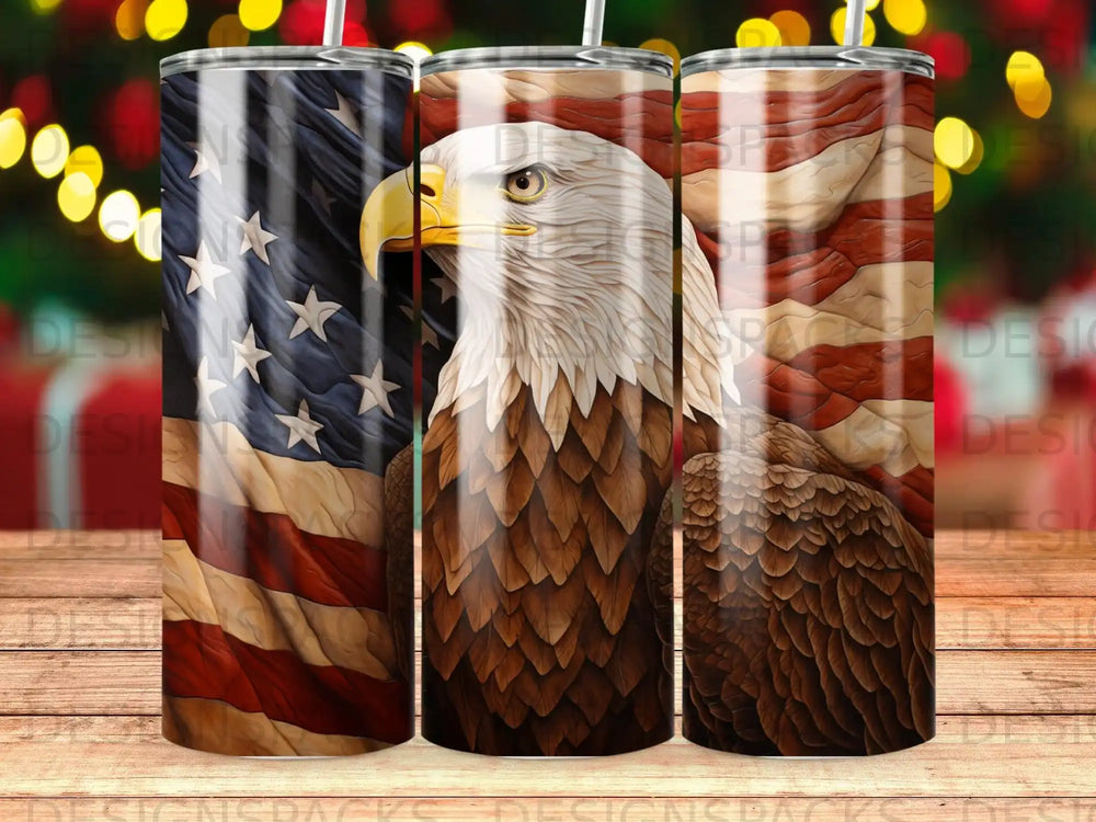 American flag and eagle sublimation tumbler design