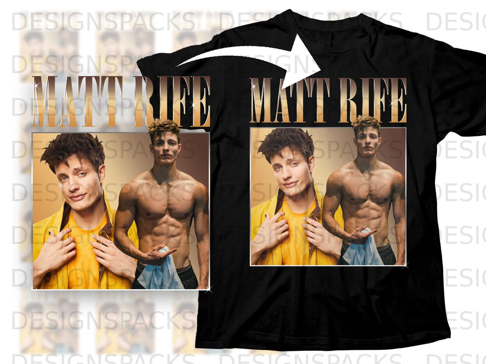 Black t-shirt with "MATT RIFE" text and two images of Matt Rife.