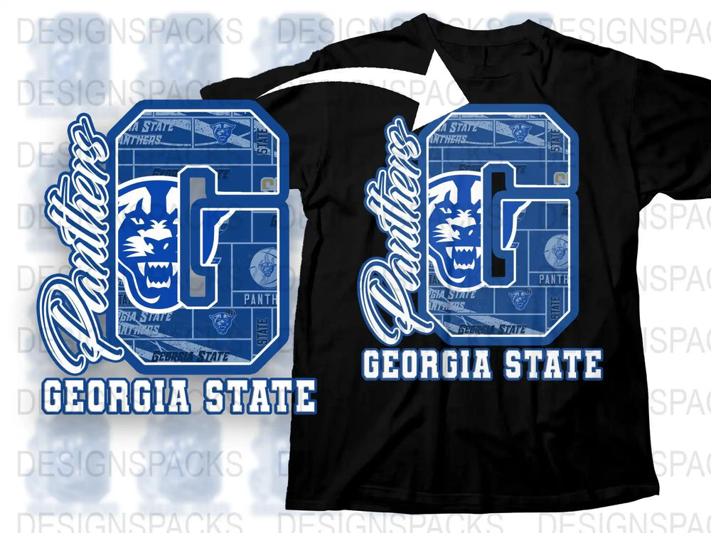 Georgia State University T-Shirt Blue and White Graphic Sports Fan Apparel College Memorabilia