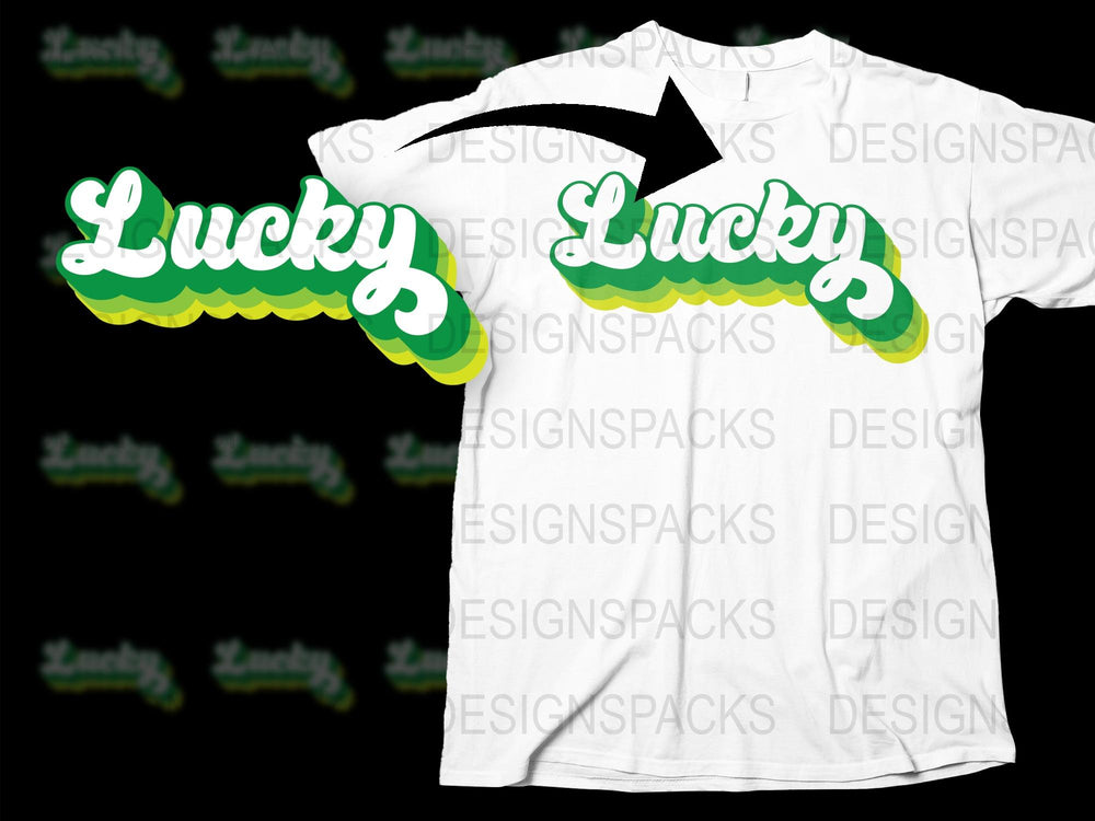 Lucky Graphic T-Shirt, White Tee with Green Text, St. Patrick's Day Shirt, Casual Wear for All Ages