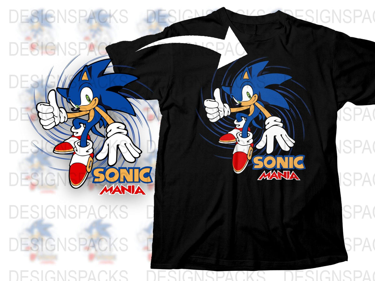 Sonic Mania T-Shirt Classic Video Game Graphic Tee, Retro Gaming Apparel, Unisex Black Cotton Shirt
