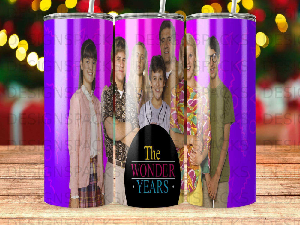 The Wonder Years cast on a purple background with repeating "DESIGNSPACKS" watermark.
