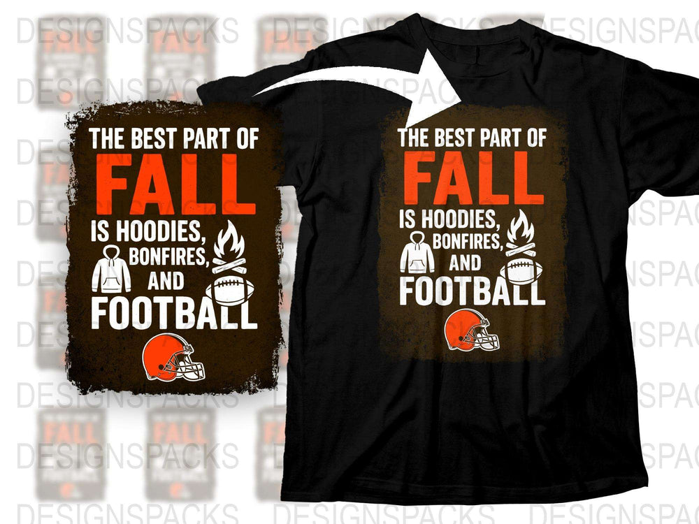 Fall Season Hoodie T-Shirt, Football and Bonfires Graphic Tee, Autumn Casual Wear