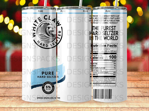 White Claw Hard Seltzer can with nutrition facts and branding.